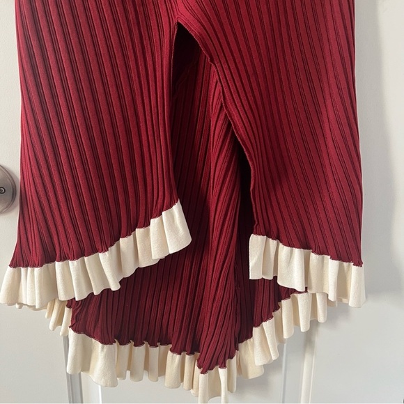 Esteban Cortazar Asymmetric one-shoulder ribbed stretch-knit dress ruffled XL - Picture 11 of 16